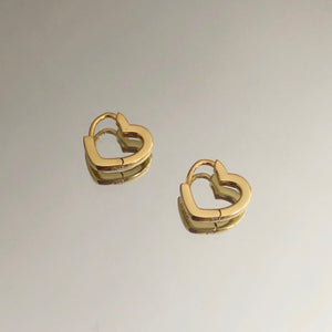 Sterling Silver and Gold Heart Huggie Hoop Earrings