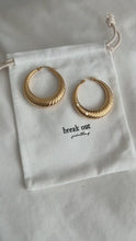 Load and play video in Gallery viewer, Gold Textured Hoop Earrings
