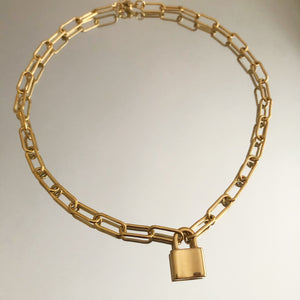 Chunky Gold Stainless Steel  Padlock Necklace
