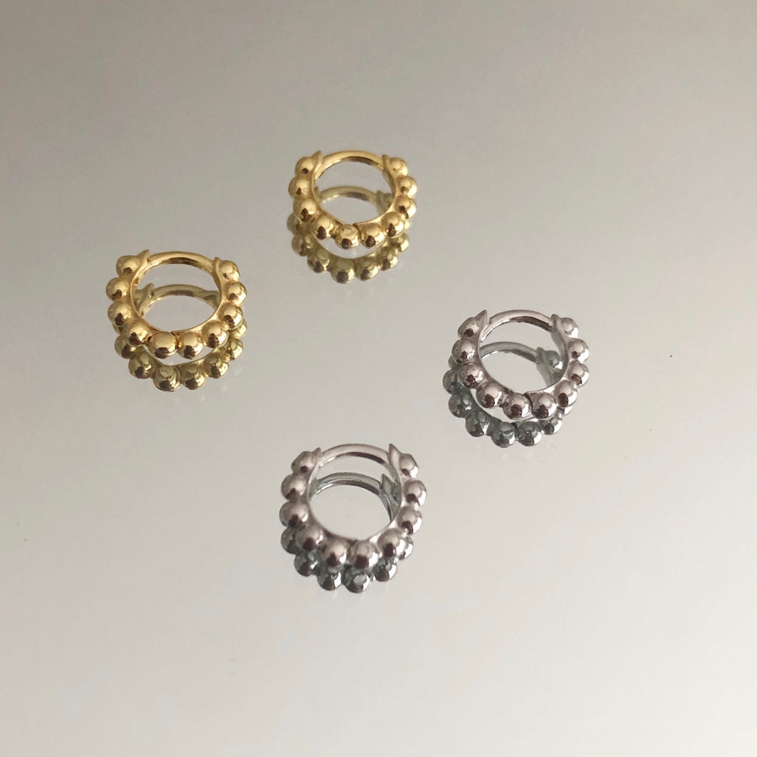 Sterling Silver and Gold Huggie Hoop Earrings