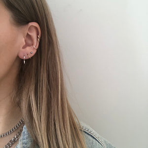 Sterling Silver Spike Detail Huggie Hoop Earrings