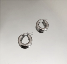 Load image into Gallery viewer, Silver Stainless Steel Hoop Earrings
