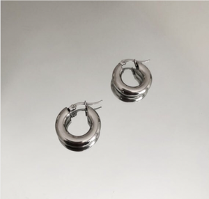Silver Stainless Steel Hoop Earrings