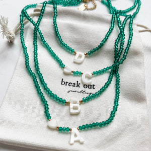 Green Bead Alphabet Necklace
