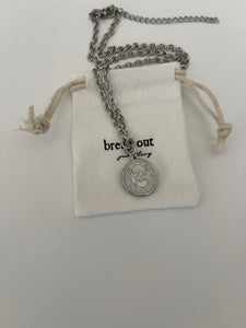 Silver Chunky Coin Charm Necklace