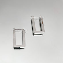 Load image into Gallery viewer, Silver Stainless Steel Geo Hoop Earrings
