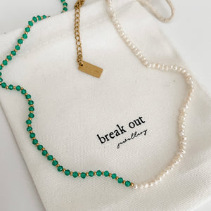 Green Pearl & Bead Necklace