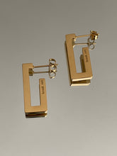 Load image into Gallery viewer, Gold Geo Logo Earrings
