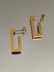 Gold Geo Logo Earrings