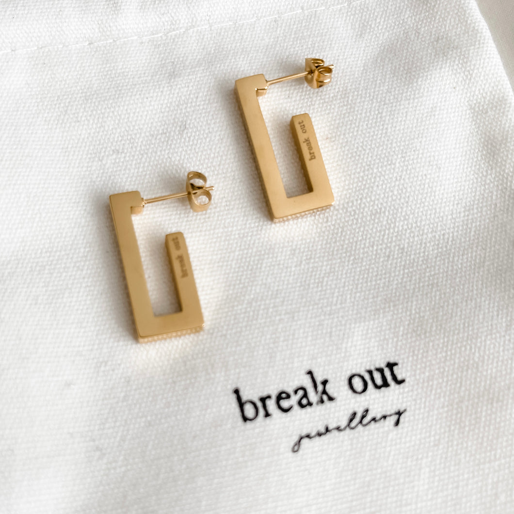 Gold Geo Logo Earrings