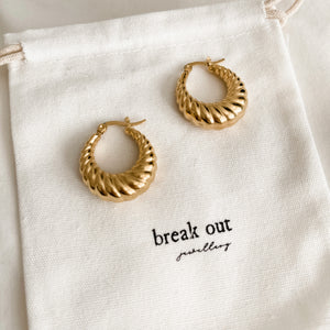 Gold Chunky Textured Hoop Earrings