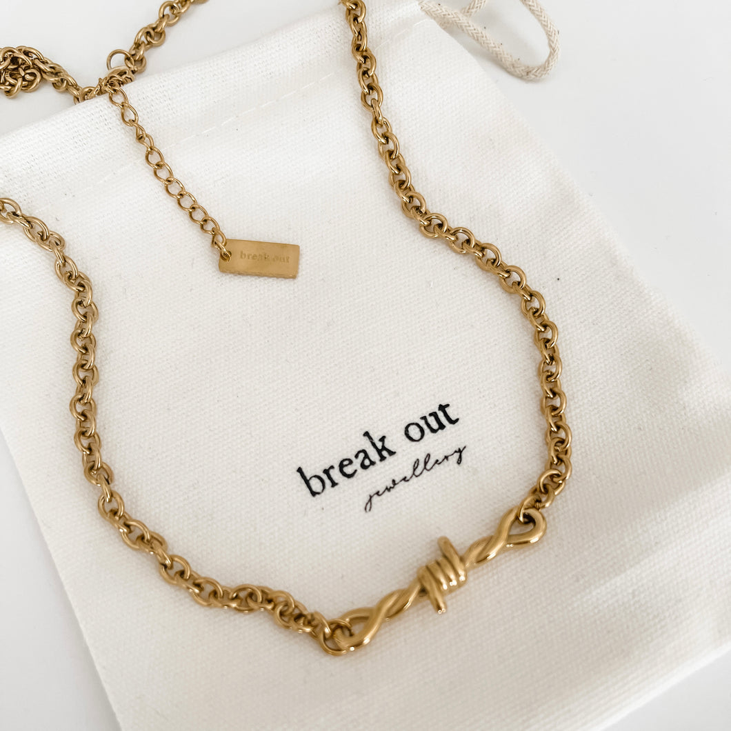 Gold Single Barbed Necklace