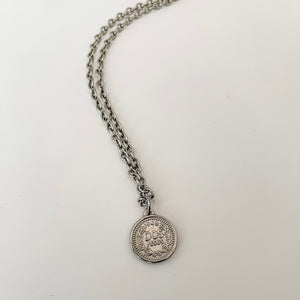 Silver Chunky Coin Charm Necklace
