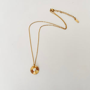 Gold Charm and Pearl Necklace