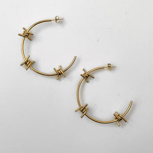 Silver Barbed Charm Hoop Earrings