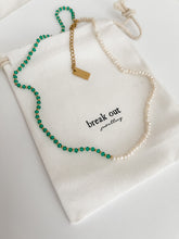 Load image into Gallery viewer, Green Pearl &amp; Bead Necklace

