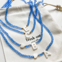 Load image into Gallery viewer, Blue Bead Alphabet Necklace
