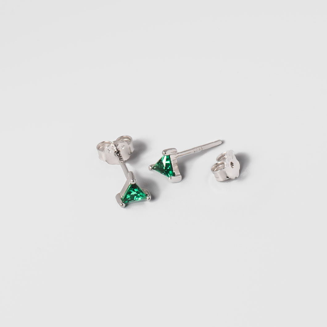 Green Sterling Triangle Studs