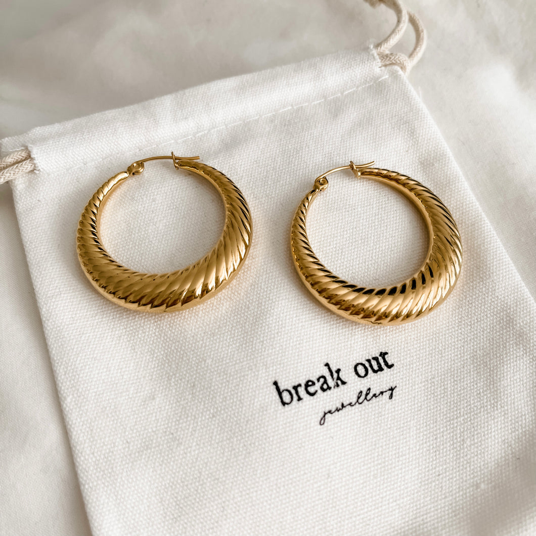 Gold Textured Hoop Earrings