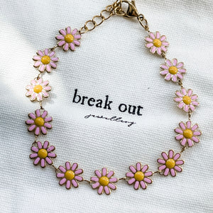 Pink Daisy Chain Bracelet