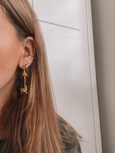 Gold 3 Barb Hoop Earrings